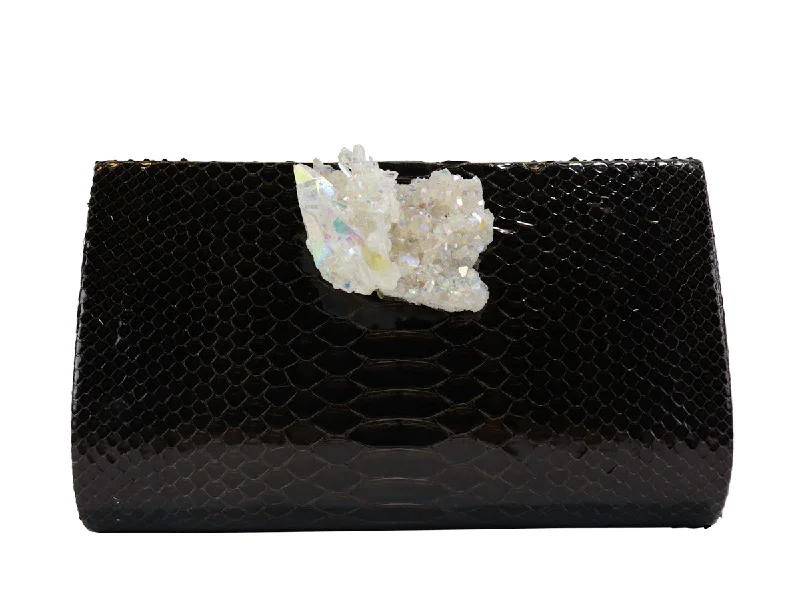 Bejeweled Clutch in Purple for Opera PerformancesChocolate Python & Aura Quartz Classic Clutch