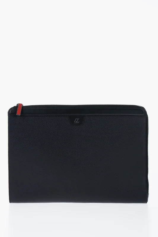 Leather Clutch with Chain Strap in Black for Cocktail PartiesChristian Louboutin Grained Leather For Rui Clutch With Contrasting Trim