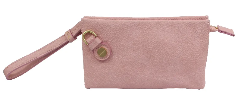 Women's Metallic Leather Clutch in Rose Gold for Valentine's DatePrive Wristlet in Blush