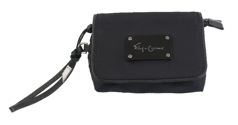 Women's Monogrammed Leather Clutch in Tan for Personalized StyleCity Eclipse Cosmetic Wristlet in Black