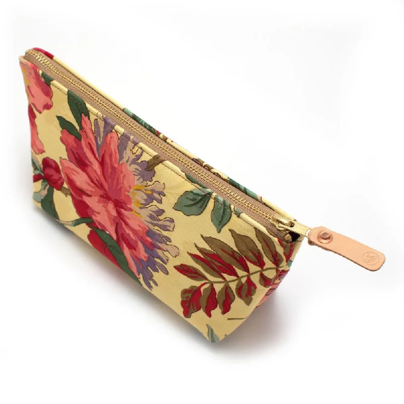 Women's Monogrammed Leather Clutch in Tan for Personalized Style1960s Wild Poppies Travel Clutch