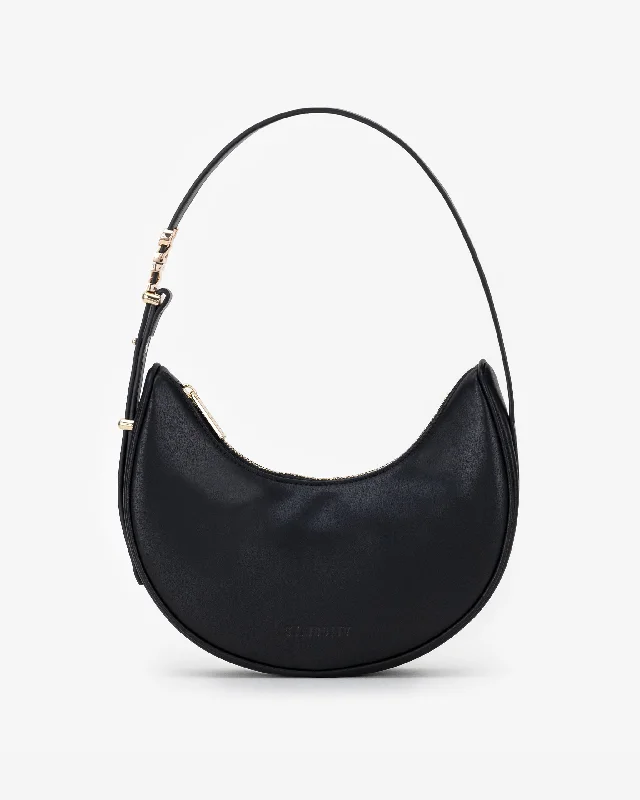 Pre-order (Late February): Crescent Shoulder Bag in Black/Gold with Personalised Hardware