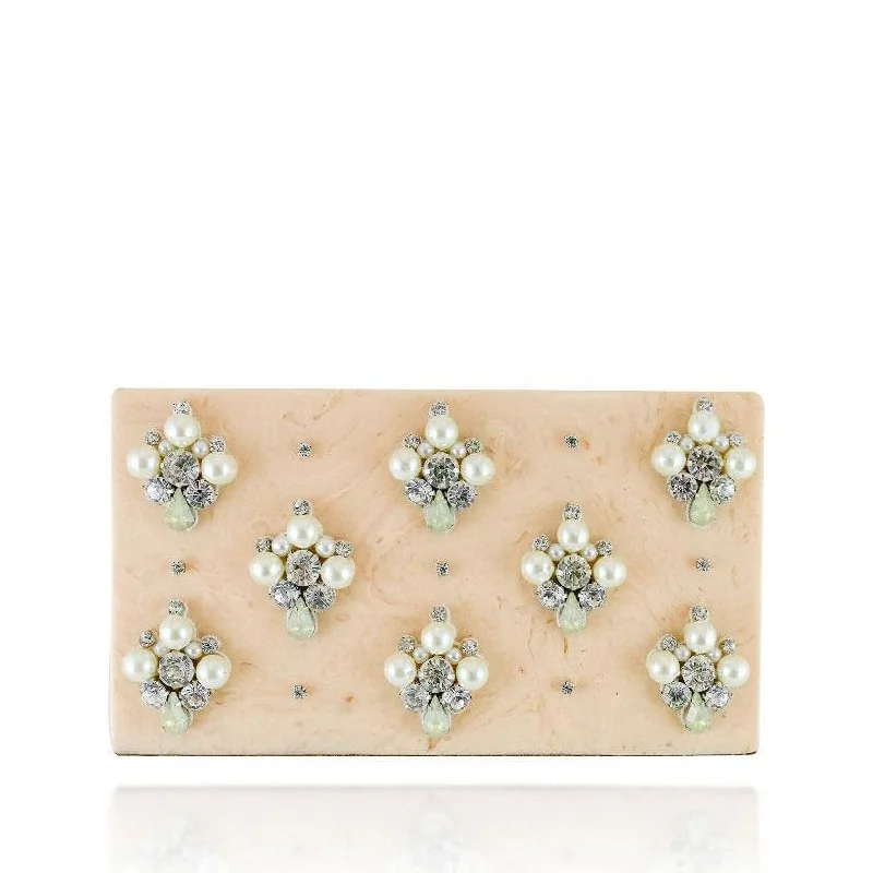 Leather Clutch with Chain Strap in Black for Cocktail PartiesDrops Ivory Clutch - Women's evening clutch bag