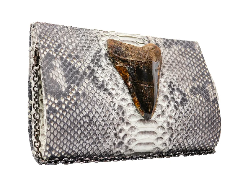 Women's Studded Leather Evening Bag in Black for Rock - n - Roll NightsEmpire Python & Megalodon Tooth Fossil Folio