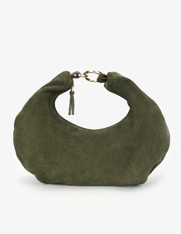 Quilted Leather Crossbody Bag in Cream for a Classic and Elegant AppearanceEvie Crescent Crossbody Suede Olive