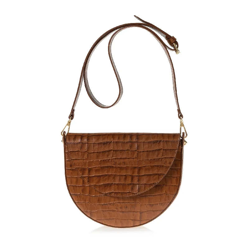 Quilted Shoulder Bag in Cream for a Classic and Elegant LookForget Me Not Saddle Bag (Saddle Croc-Embossed)