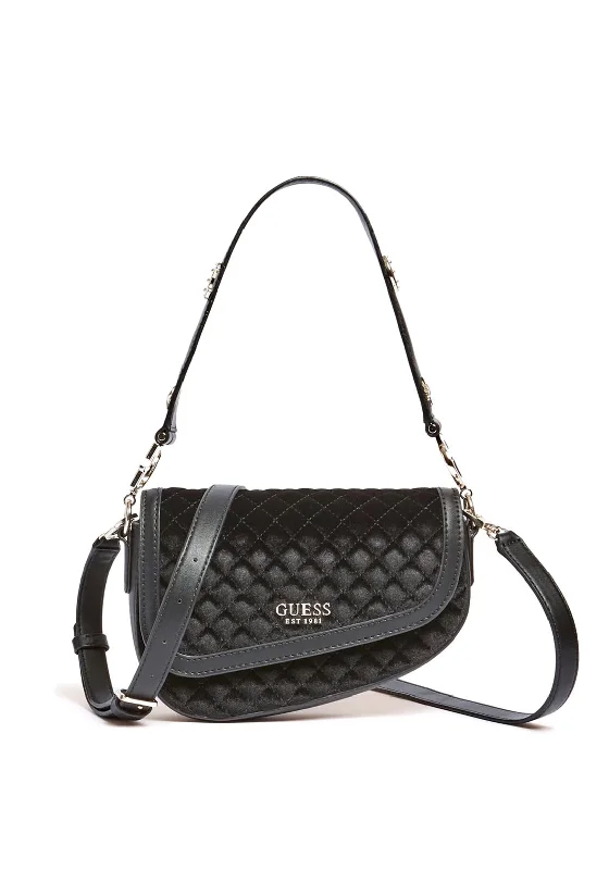 Quilted Shoulder Bag in Cream for a Classic and Elegant LookGuess G Dream Velvet Shoulder Bag, Black