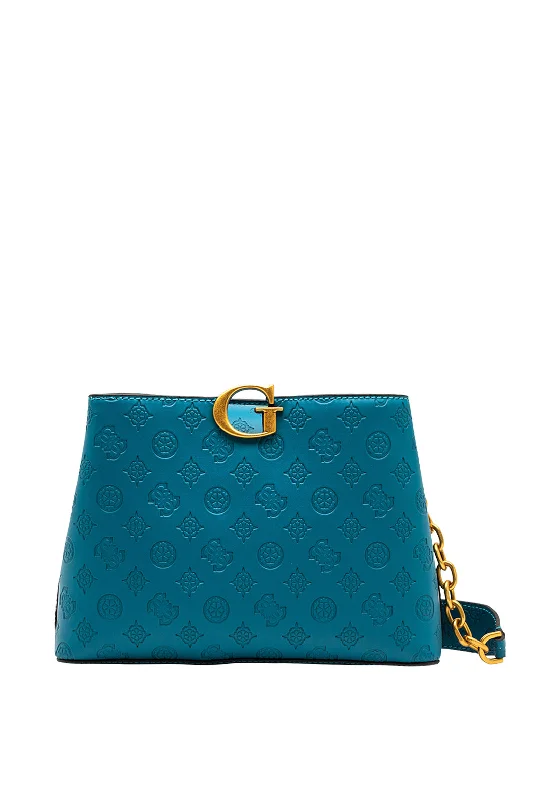 Suede Shoulder Bag in Pink with Tassel Accents for Casual OutingsGuess G Vibe 4G Logo Embossed Shoulder Bag, Teal