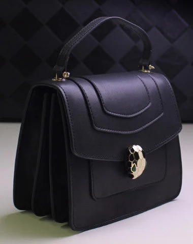 Women's Small Leather Crossbody Bag in Black with Gold Hardware for Evening PartiesGenuine Leather handbag shoulder bag for women leather crossbody bag