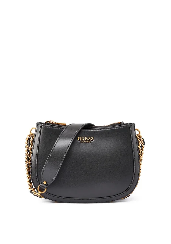 Women's Shoulder Bag with Adjustable Strap in Pink for ComfortGuess Abey Smooth Finish Chain Side Shoulder Bag, Black