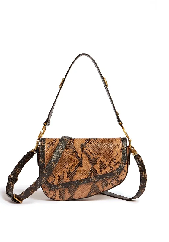 Vegan Leather Shoulder Bag in Gray for Ethical Fashion LoversGuess G Dream Python Print Shoulder Bag, Brown