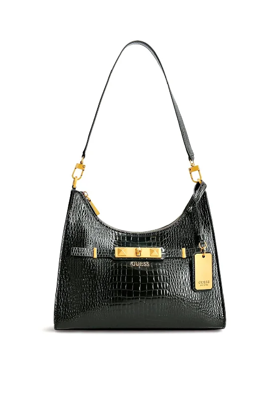 Quilted Shoulder Bag in Cream for a Classic and Elegant LookGuess Raffie Croc Print Shoulder Bag, Black