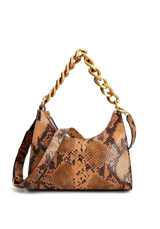 Printed Silk Shoulder Bag in Red for a Pop of ColorGuess Tullia Python Print Hobo Bag, Brown