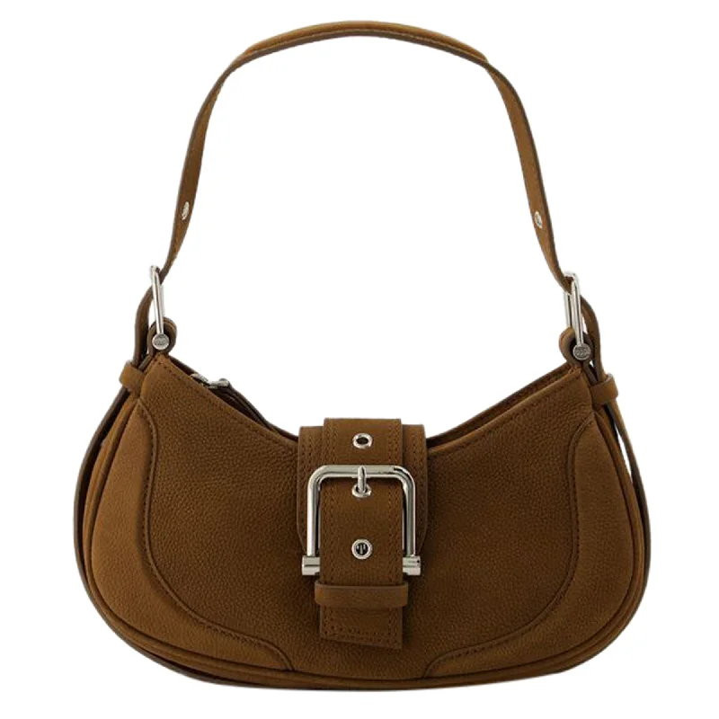 Canvas and Leather Combo Shoulder Bag in Tan for a Rustic LookHobo Brocle Shoulder Bag - Osoi - Leather - Brown