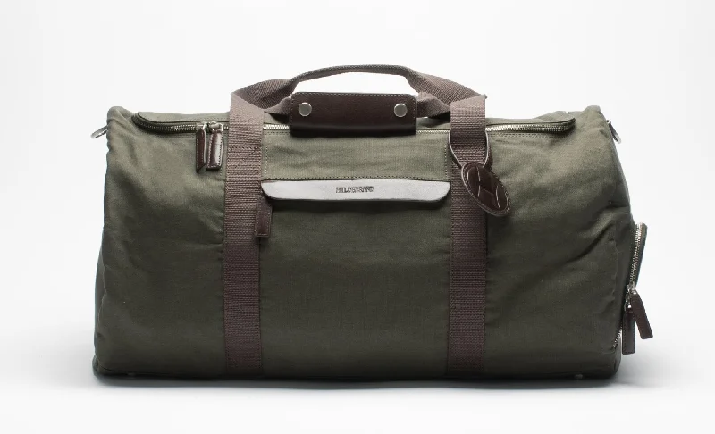 Recycled Canvas Shoulder Bag for Eco - Conscious ConsumersLarge Duffle Weekend Bag Olive Green