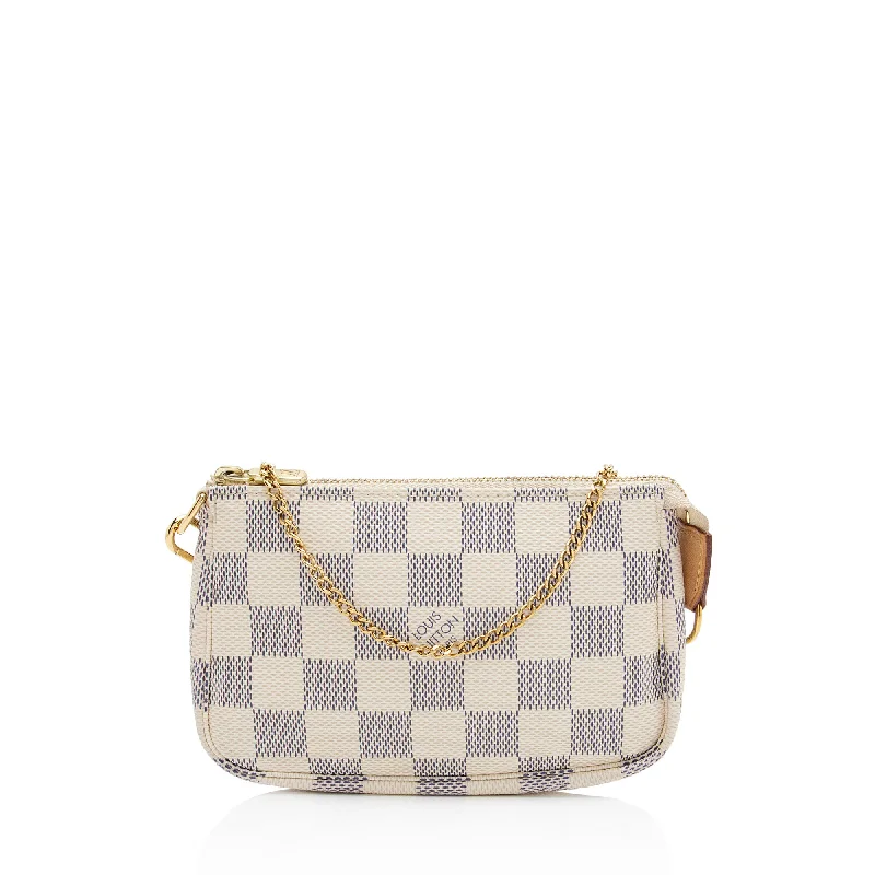 Quilted Leather Evening Bag in Gray for Sophisticated EventsLouis Vuitton Damier Azur Mini Pochette Accessoires