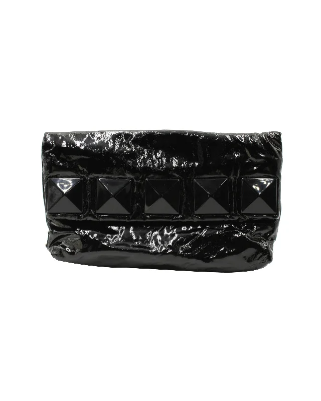 Lace - Trimmed Satin Clutch in Ivory for Garden WeddingsMarc Jacobs Studded Clutch in Black Patent Leather