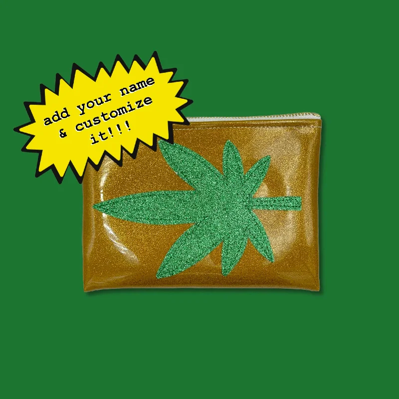 Women's Metallic Leather Clutch in Rose Gold for Valentine's DateMary Jane Cannabis Midi Clutch! 🌿 Stylish Storage for Your Elevated Essentials!