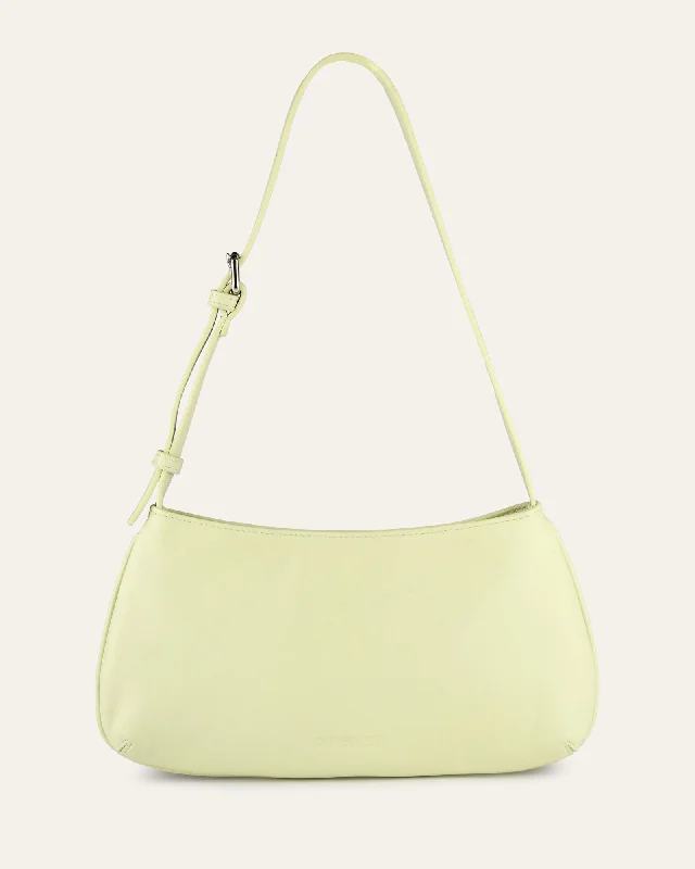 Quilted Shoulder Bag in Cream for a Classic and Elegant LookMEGAN SHOULDER BAG HONEYDEW GREEN LEATHER