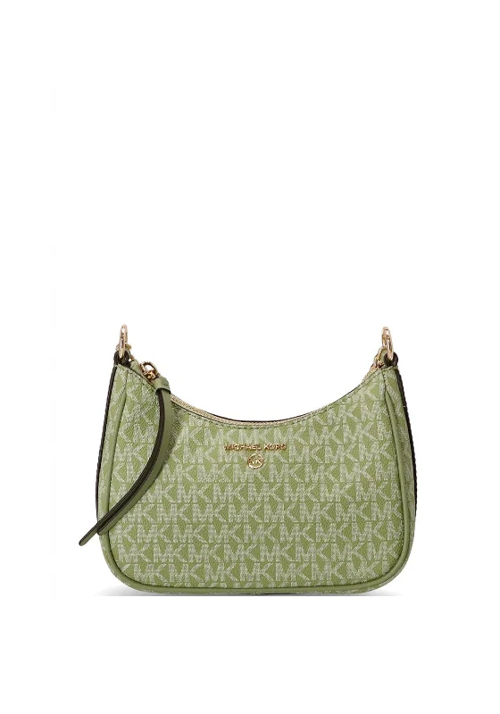 Vegan Leather Shoulder Bag in Gray for Ethical Fashion LoversMICHAEL Michael Kors Jet Set Charm Small Logo Shoulder Bag, Light Sage