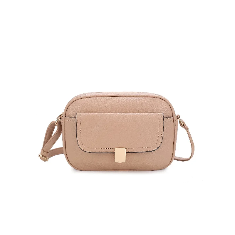 Canvas and Leather Combo Shoulder Bag in Tan for a Rustic LookMichael Shoulder Bag