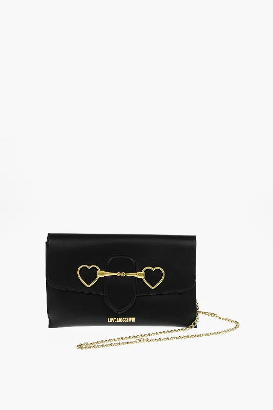 Large Sequin Clutch in Gold for Red - Carpet EventsMoschino LOVE Removable Chain Shoulder Strap Faux Leather Clutch