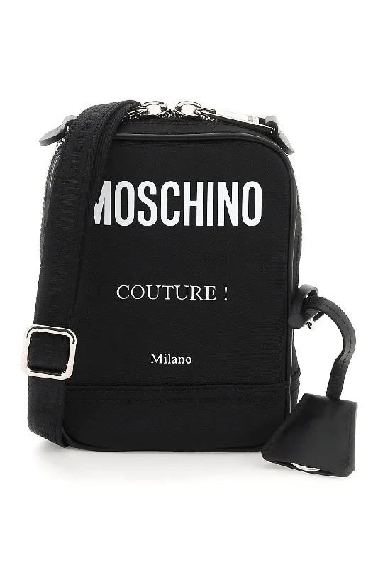 Women's Small Leather Crossbody Bag in Black with Gold Hardware for Evening PartiesMoschino Nylon Crossbody Bag