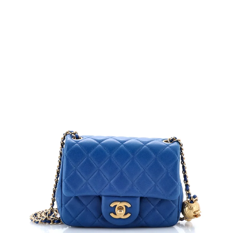 Leather - Trimmed Denim Crossbody Bag in Blue for a Vintage - Inspired LookPearl Crush Square Flap Bag Quilted Lambskin Mini