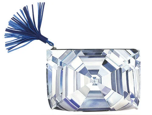 Women's Embroidered Silk Evening Bag in Navy for WeddingsPG x AC Asscher Cut Soft Clutch