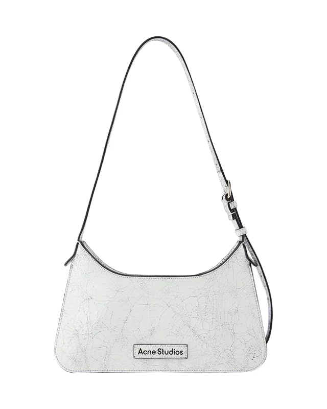 Vegan Leather Shoulder Bag in Gray for Ethical Fashion LoversPlatt Mini Crackle Hobo Bag - Acne Studios - Leather - White