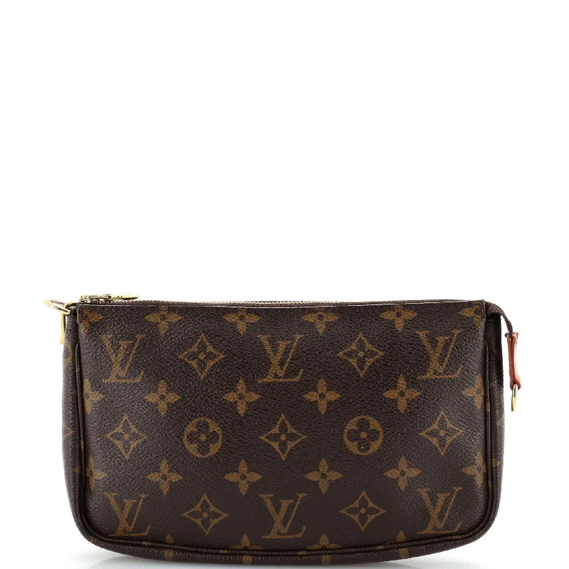 Leather Clutch with Chain Strap in Black for Cocktail PartiesPochette Accessoires NM Monogram Canvas