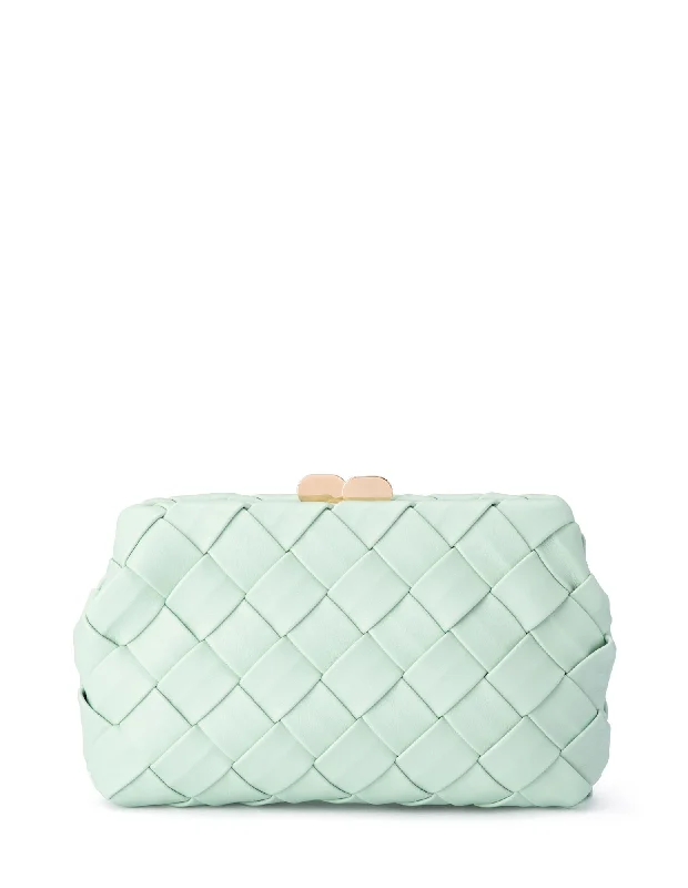 Women's Metallic Leather Clutch in Rose Gold for Valentine's DateQuinn Woven Clutch (Mint)