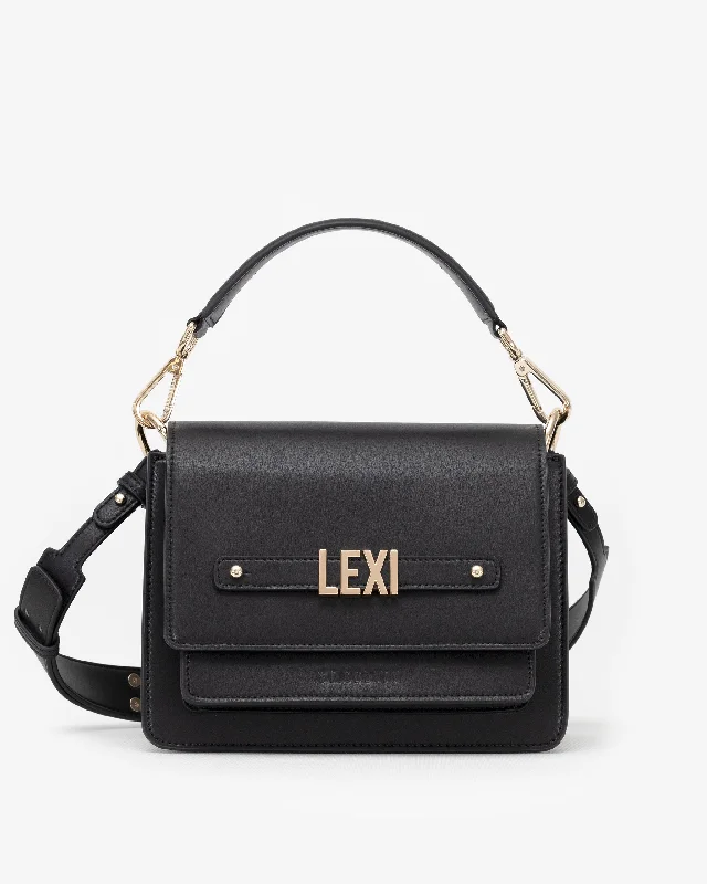 Women's Large Leather Shoulder Bag in Brown with Multiple Compartments for WorkShoulder Bag in Black/Gold with Personalised Hardware