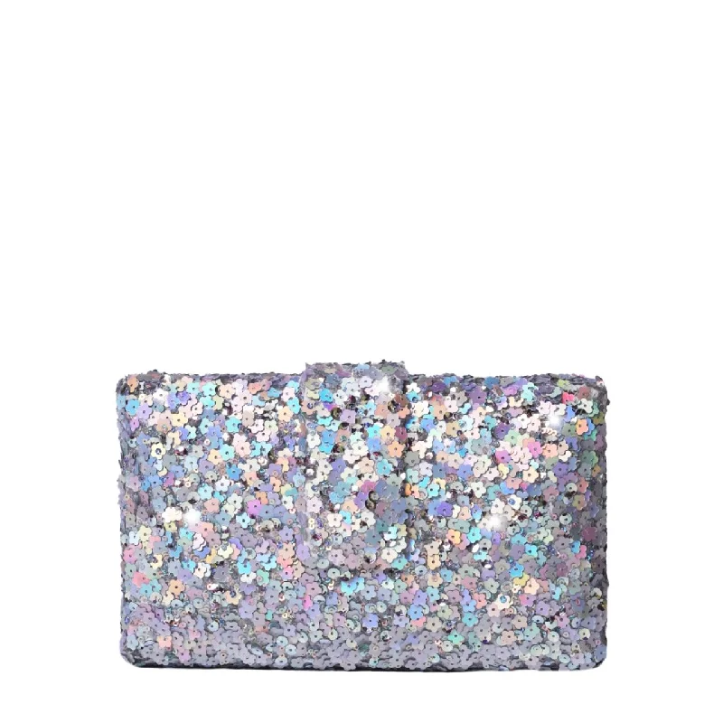 Floral - Printed Satin Clutch in Pink for Spring GalasSilver Sparks 2.0 Kitsch Clutch