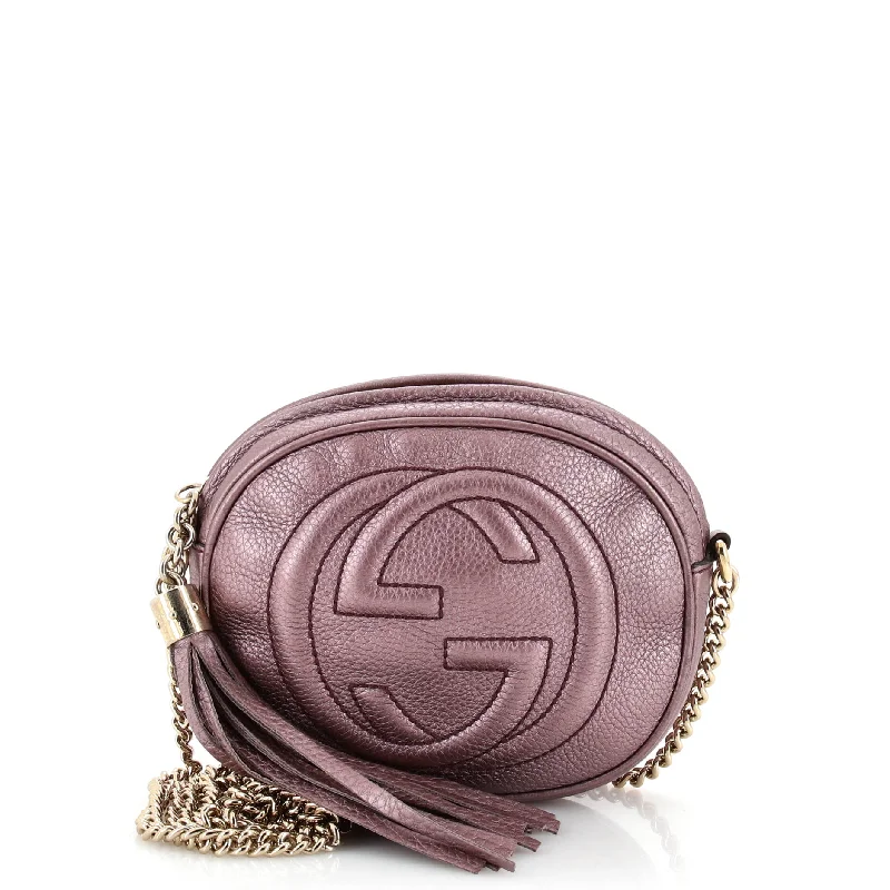 Embroidered Silk Crossbody Bag in Purple for Formal Events and WeddingsSoho Chain Bag Leather Mini