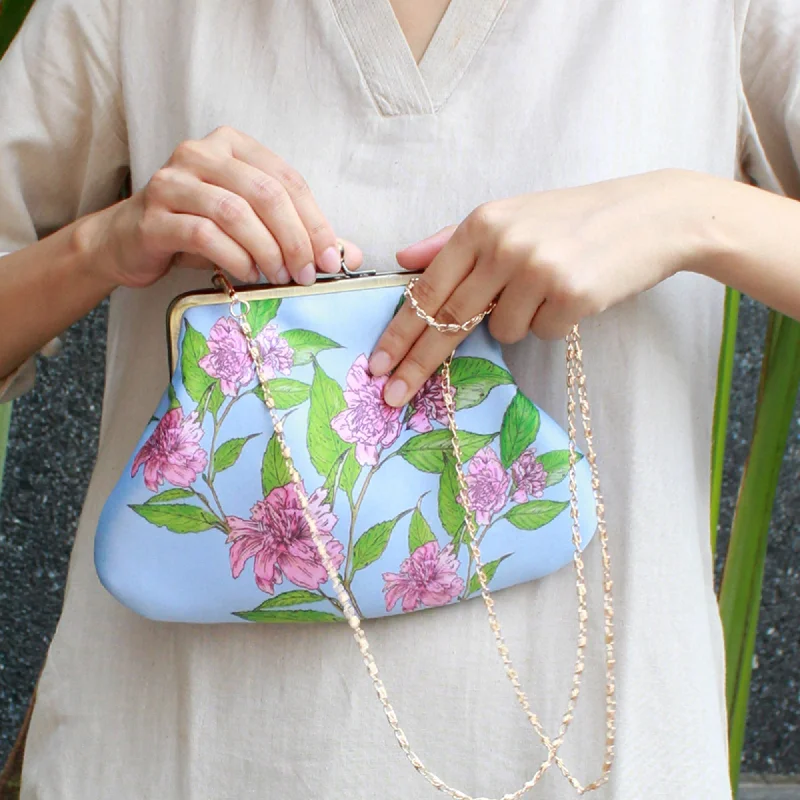 Floral - Printed Satin Clutch in Pink for Spring GalasSummer Blooms - Clutch