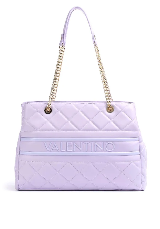 Vegan Leather Shoulder Bag in Gray for Ethical Fashion LoversValentino Ada Quilted Large Shoulder Bag, Lilac