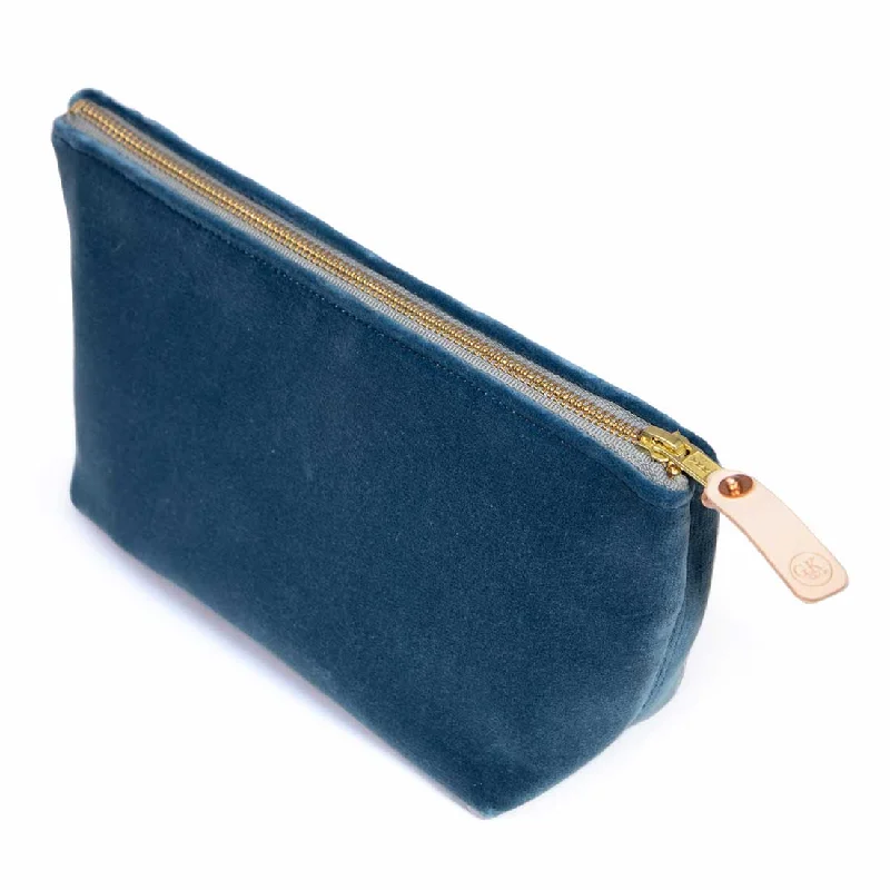 Women's Metallic Leather Clutch in Rose Gold for Valentine's DateVelvet Travel Clutch-Ocean