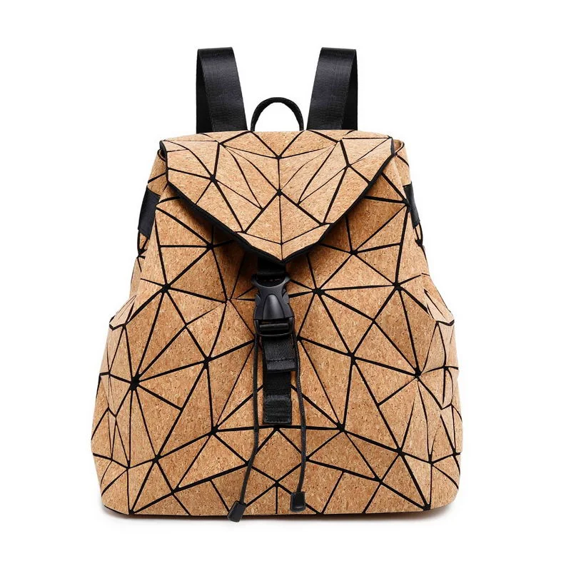 Reflective travel backpack for increased visibility during night travelW638 KANDRA Diamond Geometric Cork Backpack Deformation Student School Bags For Teenage Girl Totes Travel Bags Dropshipping