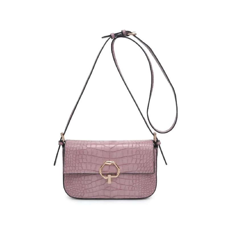 Leather - Trimmed Denim Crossbody Bag in Blue for a Vintage - Inspired LookWomen's Croco Ryerson Crossbody Bag In Mauve