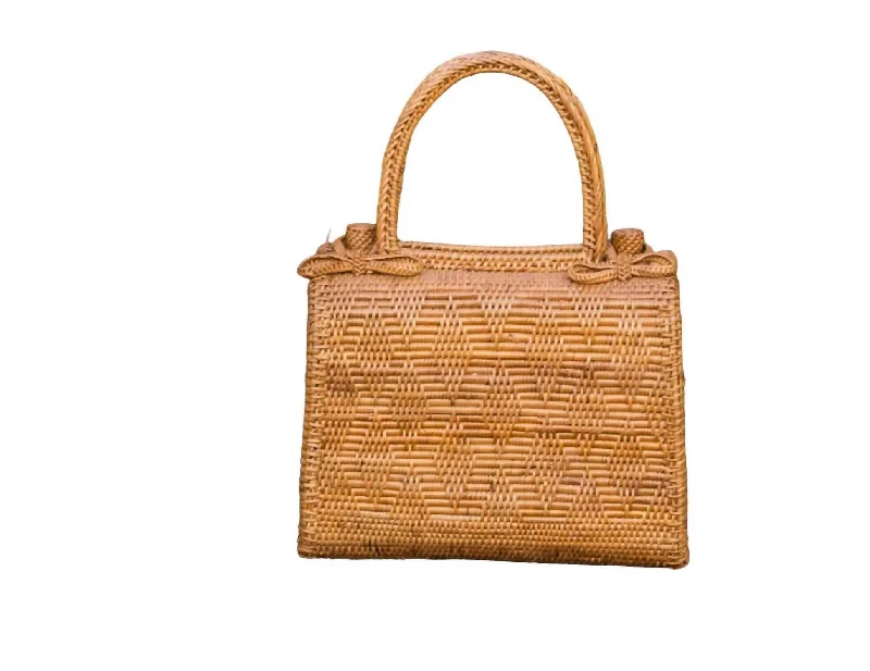 Hand - painted Canvas Crossbody Bag in Yellow for a Unique and Artistic LookWomen's Graca Bow Rattan Handbag