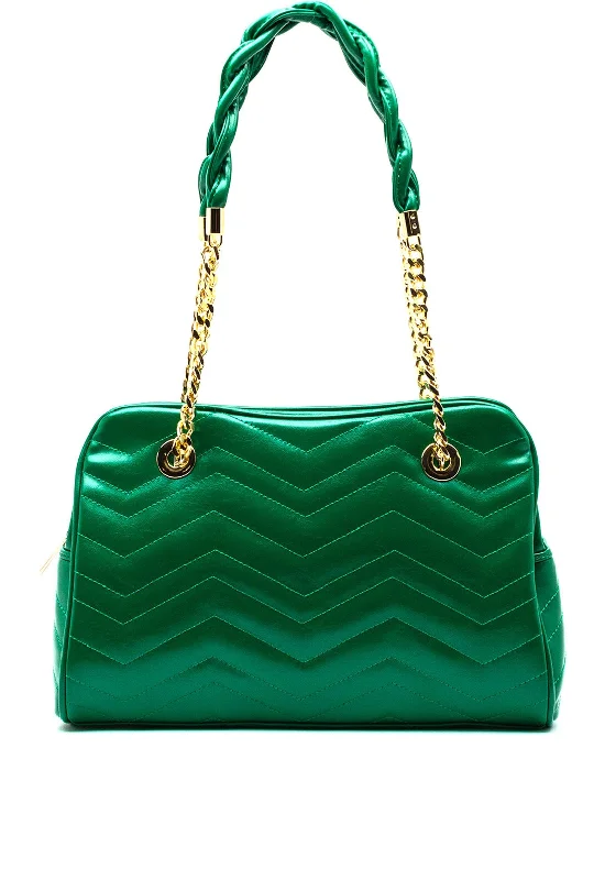 Zen Collection Zig Zag Quilted Shopper Bag, Green