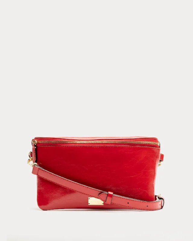 Leather - Trimmed Denim Crossbody Bag in Blue for a Vintage - Inspired LookBillie Sling Bag Crinkled Leather Red