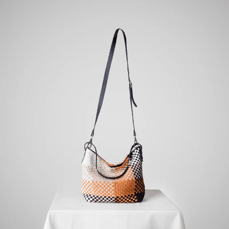 Straw Crossbody Bag in Natural Color for Beach Vacations and Summer DaysBuslo Mini Blocks Tiramisu with Longer Handle