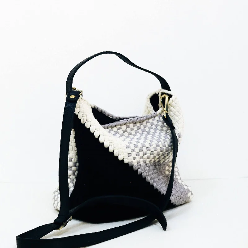 Suede Crossbody Bag in Olive Green for Fall Fashion StatementsBuslo Mini Diagonal Weave Black & Gray