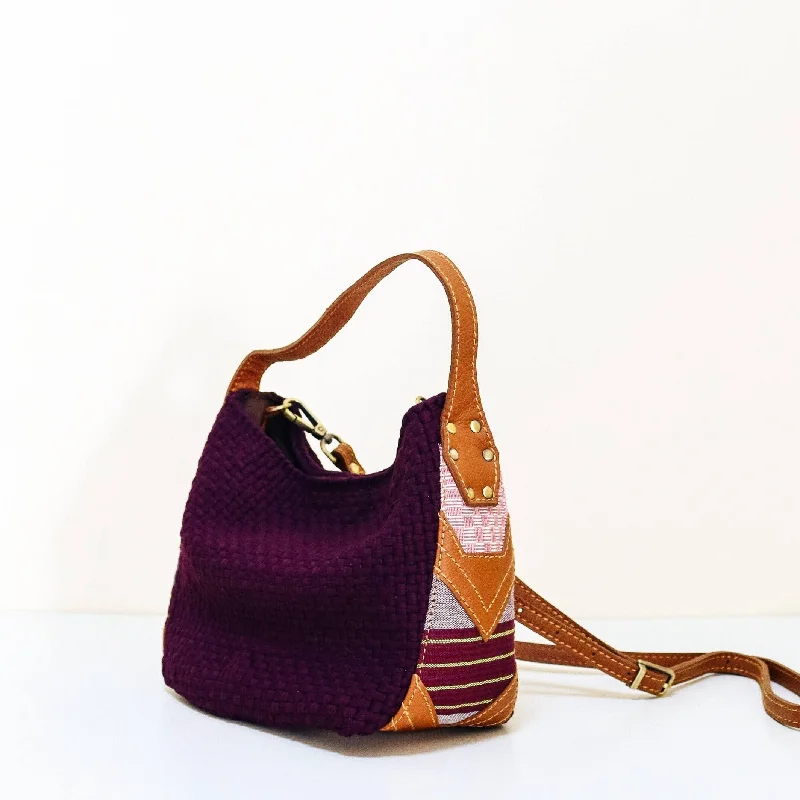 Large Faux Leather Crossbody Bag in Brown with Tassel Details for Casual Travel[Limited Run] Buslo Micro Medley Eggplant