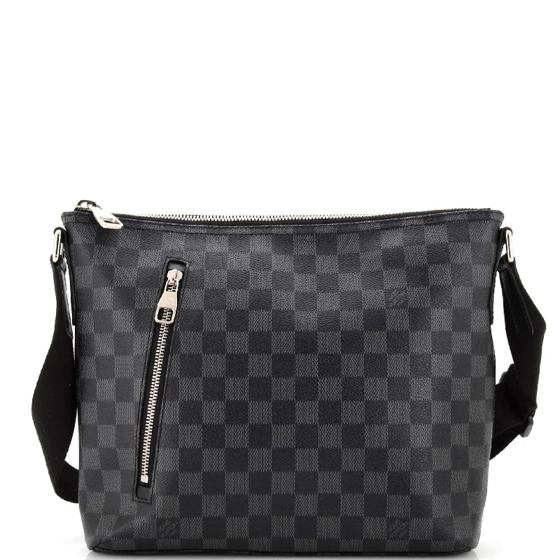 Women's Small Leather Crossbody Bag in Black with Gold Hardware for Evening PartiesMick Messenger Bag Damier Graphite PM