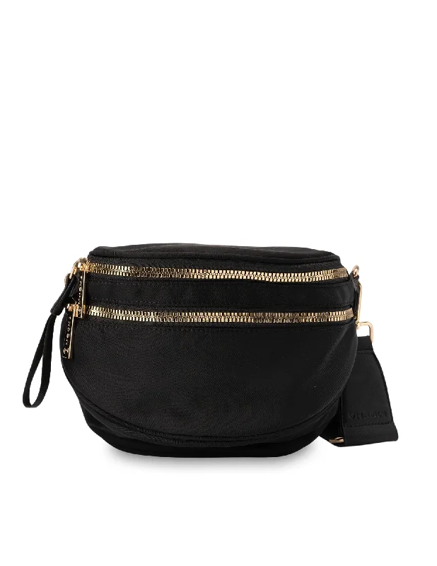 Straw Crossbody Bag in Natural Color for Beach Vacations and Summer DaysMocha Eddy Saddle Crossbody Bag - Black