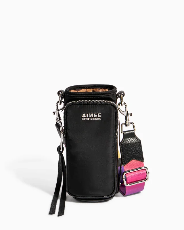 Women's Small Leather Crossbody Bag in Black with Gold Hardware for Evening PartiesOn Top Of The World Water Bottle Crossbody