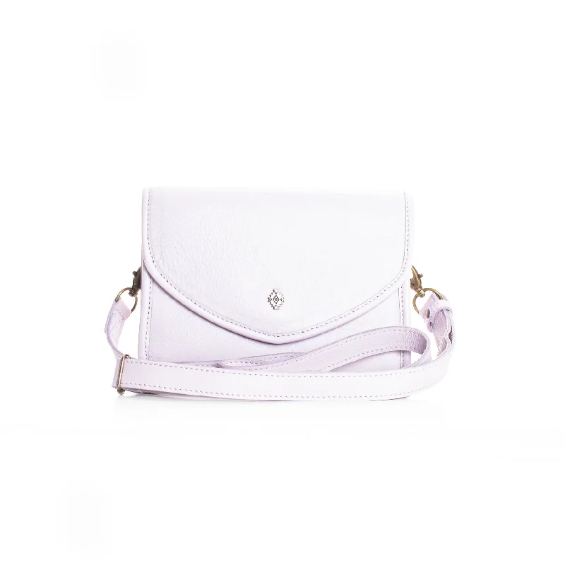 Embroidered Silk Crossbody Bag in Purple for Formal Events and WeddingsTESORO CROSSBODY BAG - FULL LEATHER COLLECTION - LAVENDER